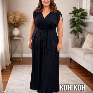 KOH KOH Navy Short-Sleeve Maxi Gown XL